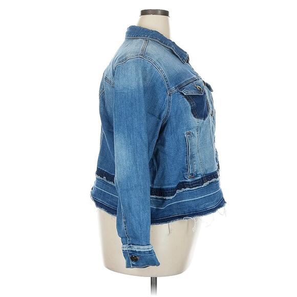 Lane Bryant Distressed Frayed Edge Cotton Stretch Denim Jacket Womens Plus Sz 22 - Picture 4 of 11